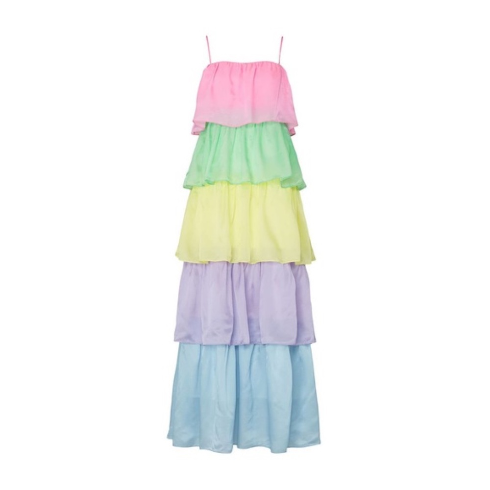 Olivia Rubin Womens Ruffled Rainbow Cici Maxi Dress